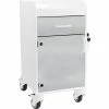 TrippNT™ Compact Bedside Cart, 1 Locking Drawer, White with Silver Metallic
