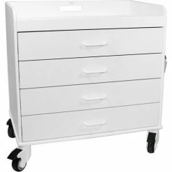 TrippNT™ Extra Wide Compact 4 Drawer Locking Cart, White, 27"W x 19"D x 27"H