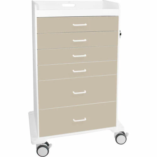 TrippNT Locking 6 Drawer Procedure Cart, Almond Beige, 31"W x 20"D x 48"H