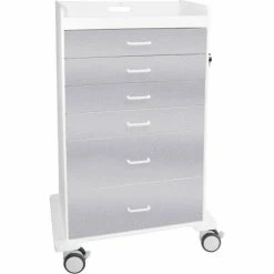 TrippNT™ Locking 6 Drawer Procedure Cart, Silver Metallic, 31"W x 20"D x 48"H