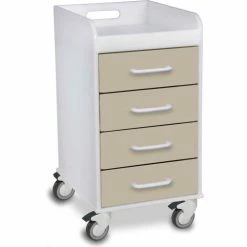 TrippNT™ Compact 4 Drawer Locking Medical Cart, Almond Beige, 14"W x 19"D x 27"H