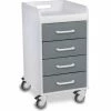 TrippNT Compact 4 Drawer Locking Medical Cart, Silver Metallic, 14"W x 19"D x 27"H