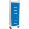 TrippNT Tall Locking 6 Drawer Medical Cart, Global Blue, 16"W x 19"D x 47"H