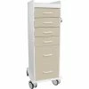 TrippNT Tall Locking 6 Drawer Medical Cart, Almond Beige, 16"W x 19"D x 47"H