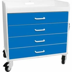 TrippNT™ Extra Wide Compact 4 Drawer Locking Cart, Global Blue, 27"W x 19"D x 27"H