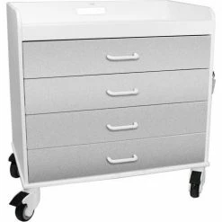 TrippNT™ Extra Wide Compact 4 Drawer Locking Cart, Silver Metallic, 27"W x 19"D x 27"H