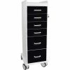 TrippNT Tall Locking 6 Drawer Medical Cart, Black, 16"W x 19"D x 47"H