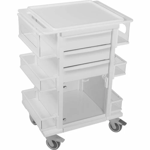 TrippNT Element 01 All Purpose Healthcare Cart, 24"W x 19"D x 36"H, White