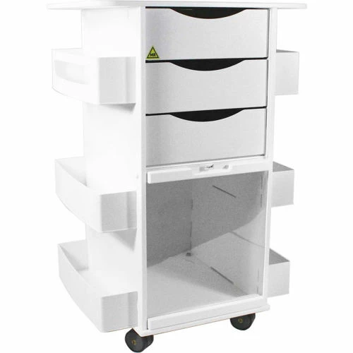 TrippNT White MRI Core DX Lab Cart with Clear Sliding Door, 23"W x 19"D x 33"H - Image 2
