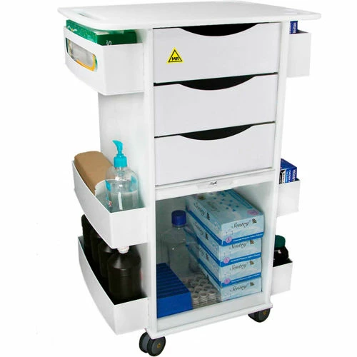 TrippNT White MRI Core DX Lab Cart with Clear Sliding Door, 23"W x 19"D x 33"H - Image 6