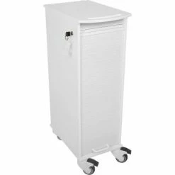 TrippNT™ Narrow Lockable Medical Lab Cart, White, 12"W x 19"W x 36"H