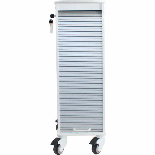 TrippNT Narrow Lockable Medical Lab Cart, White Cart with Gray Front, 12"W x 19"D x 36"H - Image 2
