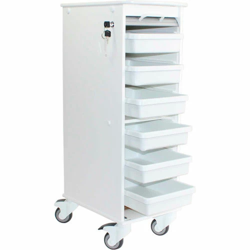 TrippNT Narrow Lockable Medical Lab Cart, White Cart with Gray Front, 12"W x 19"D x 36"H - Image 5