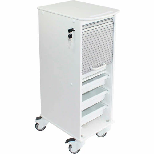 TrippNT Narrow Lockable Medical Lab Cart, White Cart with Gray Front, 12"W x 19"D x 36"H - Image 6