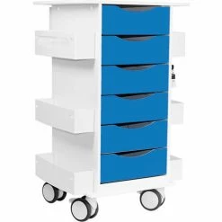 TrippNT™ Core Locking 6 Drawer Lab Cart, 23"W x 19"D x 35"H, Global Blue