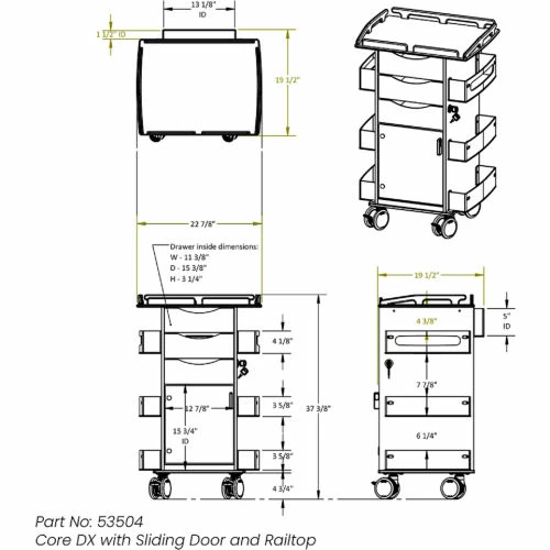 TrippNT Core DX Cart with Sliding Door & Railed Top, White with Almond Beige - Image 2