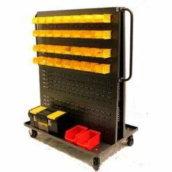 Valley Craft Modular A-Frame Bin Cart F89547 w/1 Louvered 1 Round-Peg Pegboard 36"W x 30"D x 62" Red