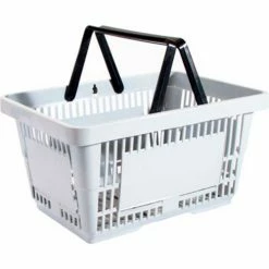 Versacart® Gray Plastic Shopping Basket 22 Liter with Black Plastic Handle
