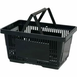 VersaCart® Plastic Shopping Basket 28 Liter with Nylon Handle 206-28L - Black - Pkg Qty 12