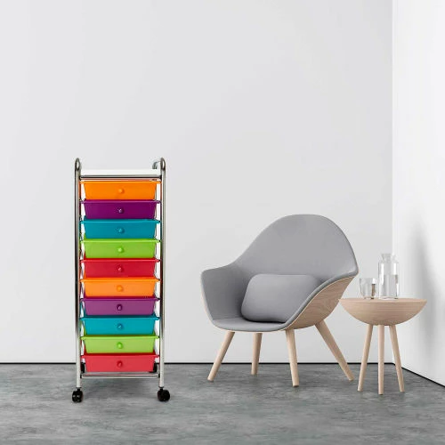 Seville Classic 10-Drawer Organizer Cart With Tray, Pearlescent Multi-Color - Image 8
