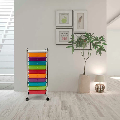 Seville Classic 10-Drawer Organizer Cart With Tray, Pearlescent Multi-Color - Image 9