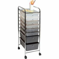 Seville Classics 15-3/8"L x 12-13/16"W x 38-3/16"H - 8-Drawer Storage Bin Organizer Cart - Gradient