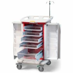 Waterloo Healthcare 5-Drawer Instant Access Emergency Crash Cart, Red