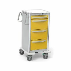 Waterloo Healthcare 4-Drawer Aluminum Junior X-Tall Isolation Cart, Key Lock, Yellow