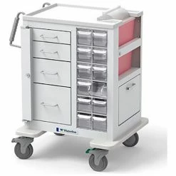 Waterloo Healthcare 4-Drawer Steel Short Phlebotomy Cart, Gate Lock Bar Locks All Drawers, White