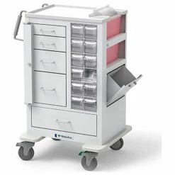Waterloo Healthcare 5-Drawer Steel Short Phlebotomy Cart, Gate Lock Bar Locks Top 4 Drawers, White
