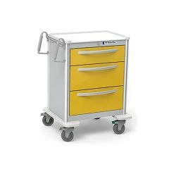 Waterloo Healthcare 3-Drawer Aluminum Medium Isolation Cart, Key Lock, Yellow