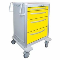 Waterloo Healthcare 4-Drawer Aluminum Tall Isolation Cart, Key Lock, Yellow