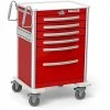 Waterloo Healthcare 6-Drawer Aluminum Tall Emergency Cart, Lever Lock, Red