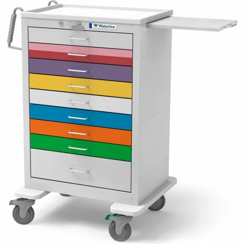 Waterloo Healthcare 9-Drawer Steel Tall Pediatric Emergency Cart, Lever Lock, Multi-Color