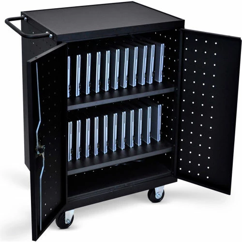 Luxor Laptop/Chromebook Computer Charging Cart For 24 Devices, 31-1/8"W x 21-1/8"D x 40-1/8"H, Black - Image 2