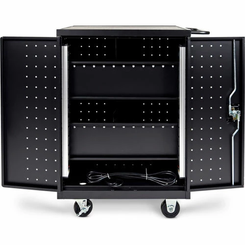 Luxor Laptop/Chromebook Computer Charging Cart For 24 Devices, 31-1/8"W x 21-1/8"D x 40-1/8"H, Black - Image 3