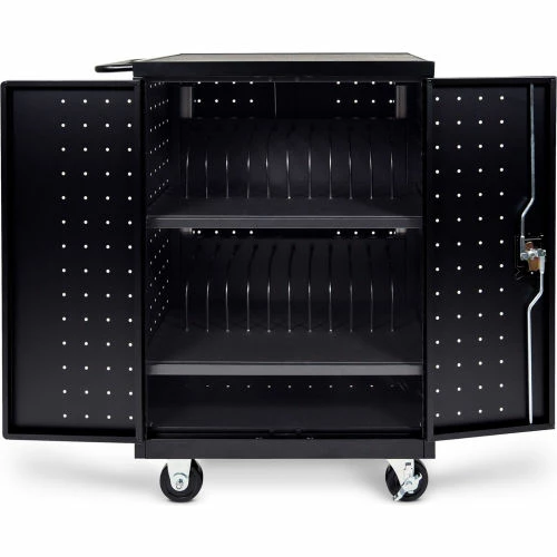 Luxor Laptop/Chromebook Computer Charging Cart For 24 Devices, 31-1/8"W x 21-1/8"D x 40-1/8"H, Black - Image 6