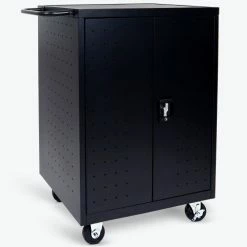 Luxor Laptop/Chromebook Computer Charging Cart For 24 Devices, 31-1/8"W x 21-1/8"D x 40-1/8"H, Black