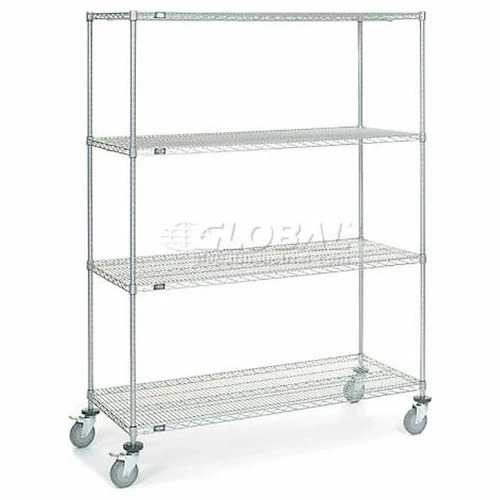 Nexel® Chrome Wire Linen Cart with Nylon Cover, 4 Shelves, 60"L x 24"W x 80"H - Image 2