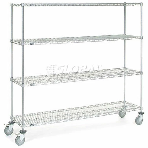 Nexel® Chrome Wire Linen Cart with Nylon Cover, 4 Shelves, 72"L x 18"W x 69"H - Image 2