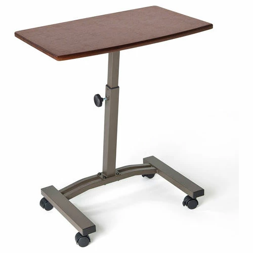 Seville Classics Height Adjustable Mobile Laptop Desk Cart, Walnut